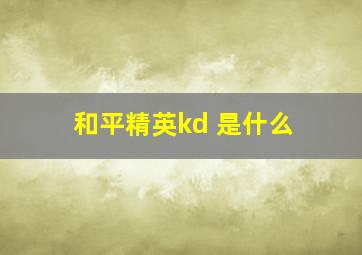 和平精英kd 是什么